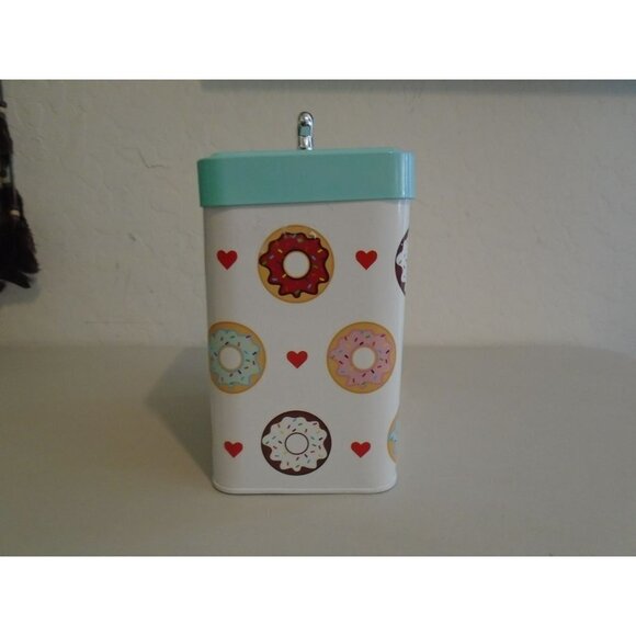 Pet Treats Container Metal Removable Lid Donut Pattern Bone Lid - Picture 2 of 8